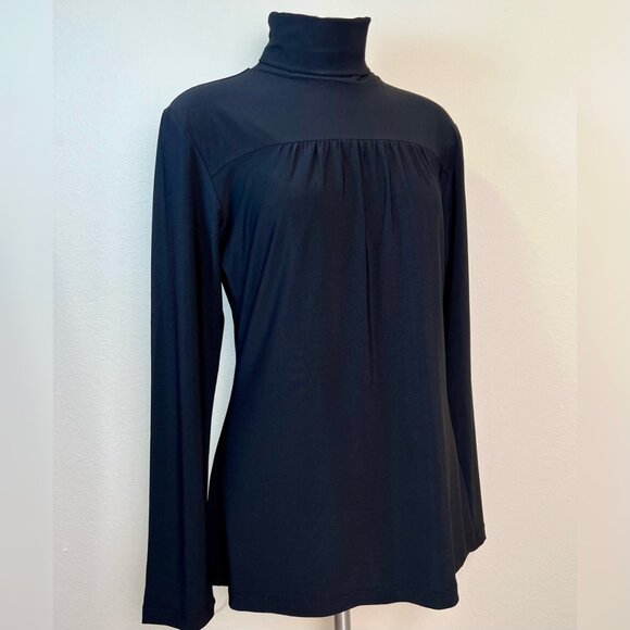 SUZIE IN THE CITY Black Long Sleeve Stretchy Turtleneck Top Size Medium - Picture 1 of 7